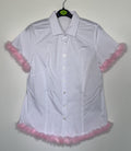 School Shirt Pink Feathered Trim