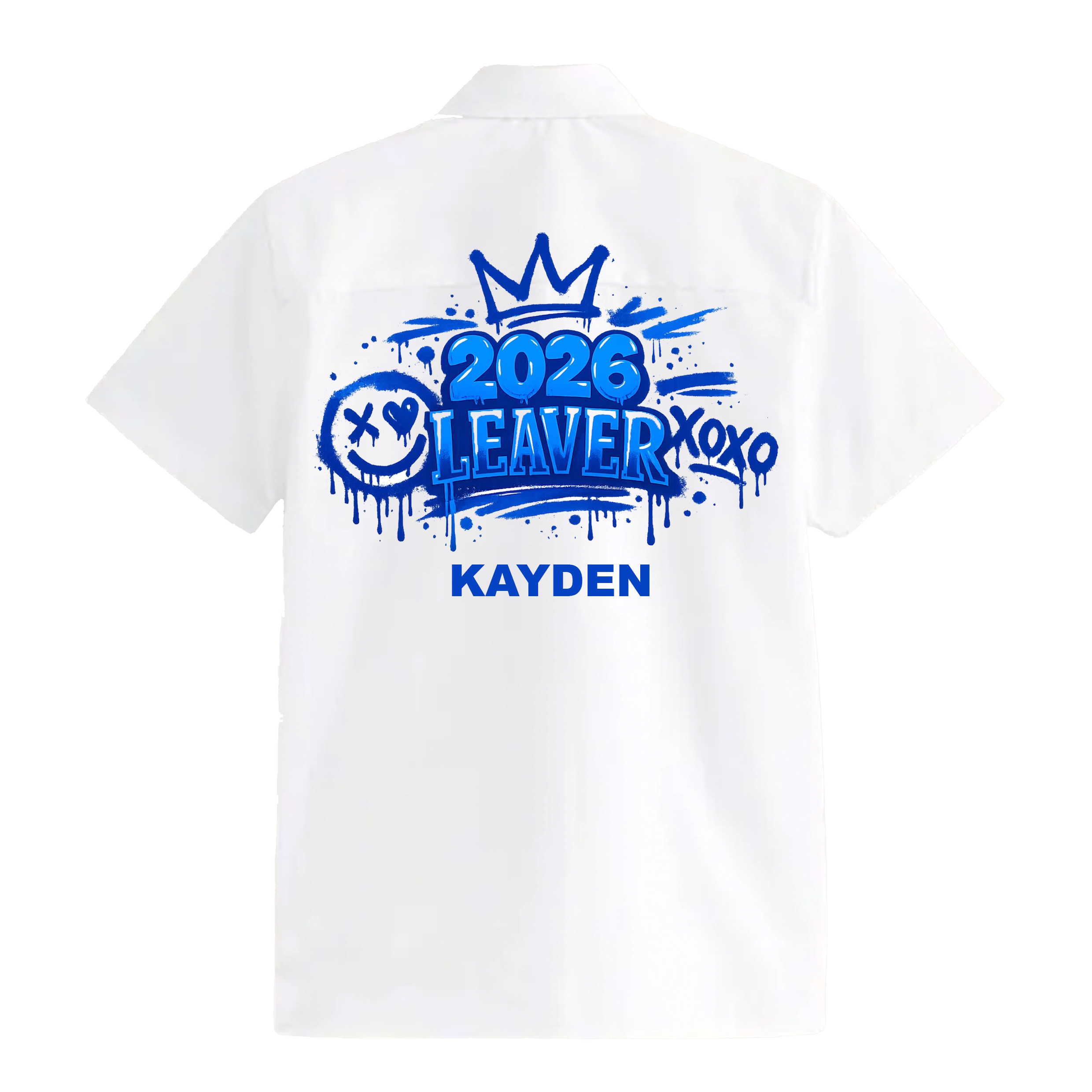 School Leavers Shirt - Blue Graffiti Design