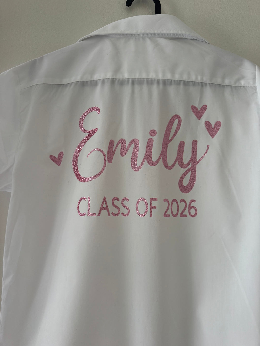 School Leavers Shirt - Pink Glitter Design