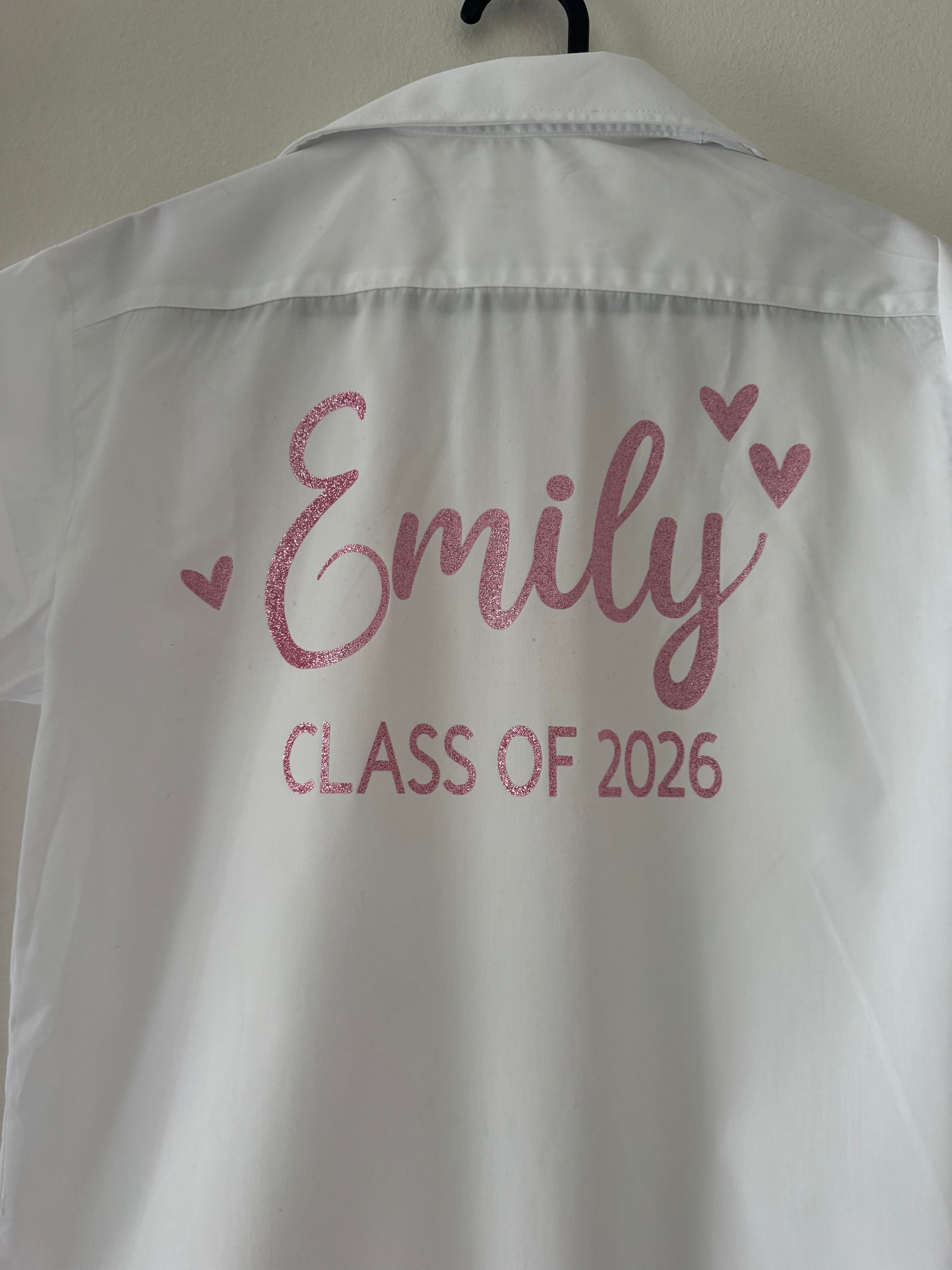 School Leavers Shirt - Pink Glitter Design