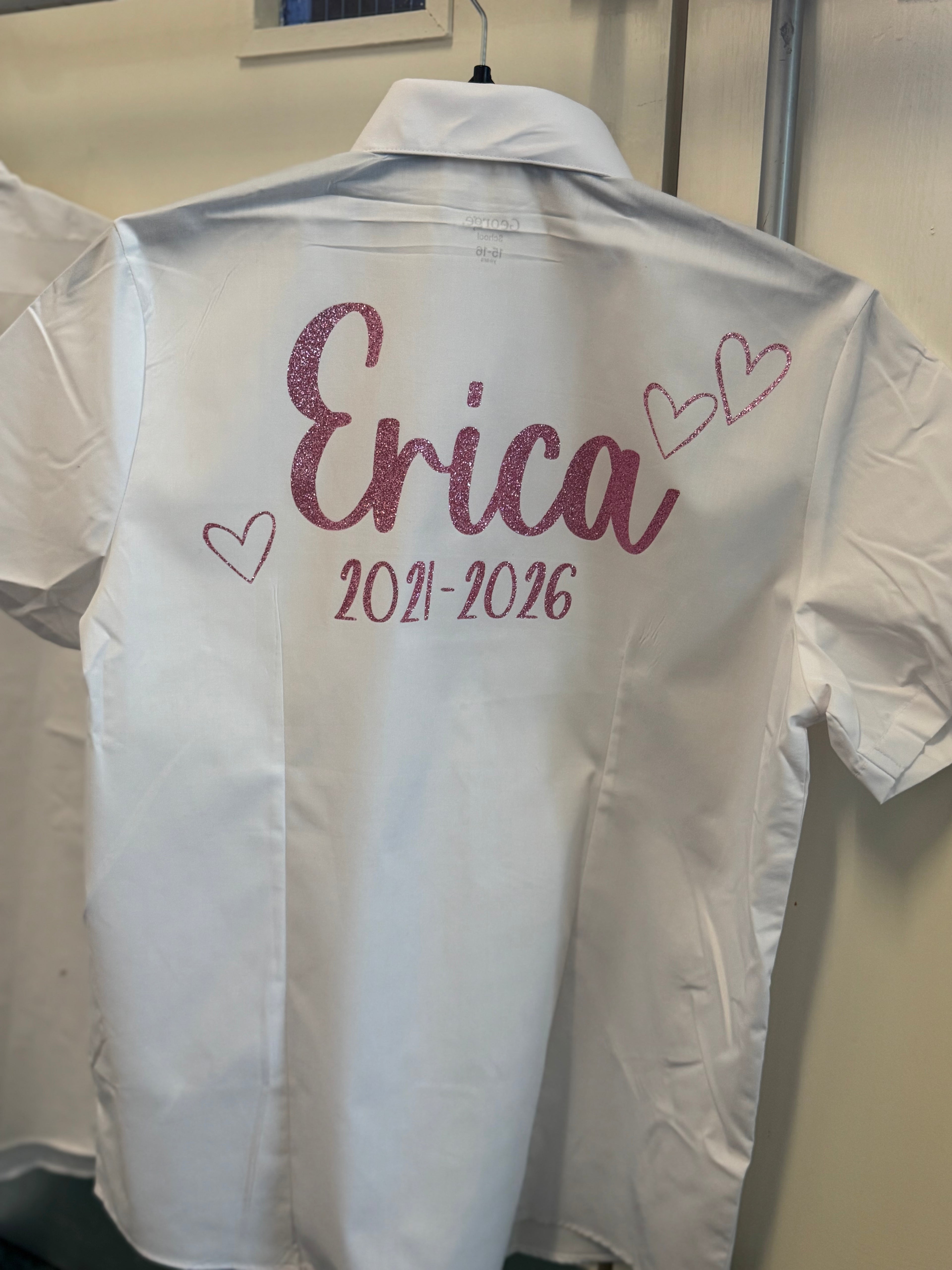 School Leavers Shirt - Pink Glitter Design