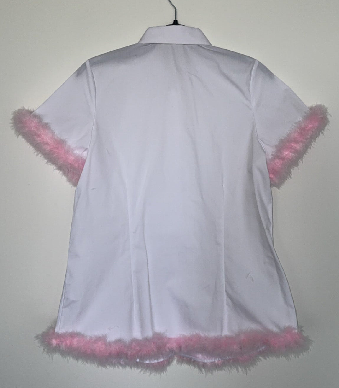 School Shirt Pink Feathered Trim