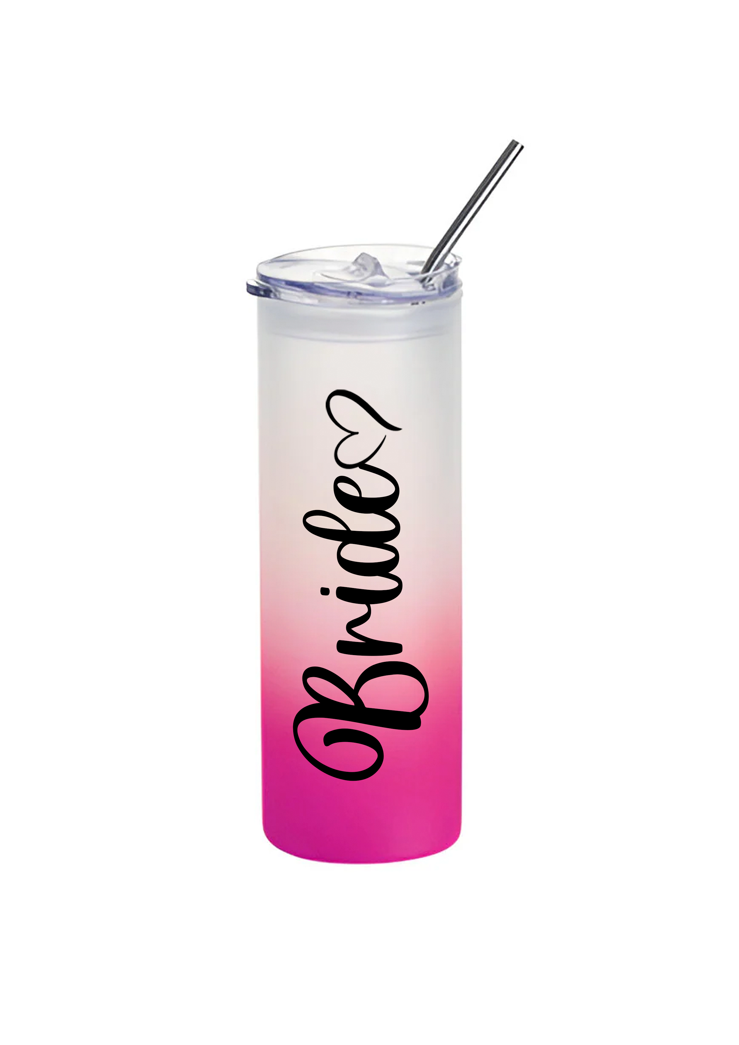 Pink Ombre Glass Tumbler - Bride/Bridesmaid/Maid of Honour