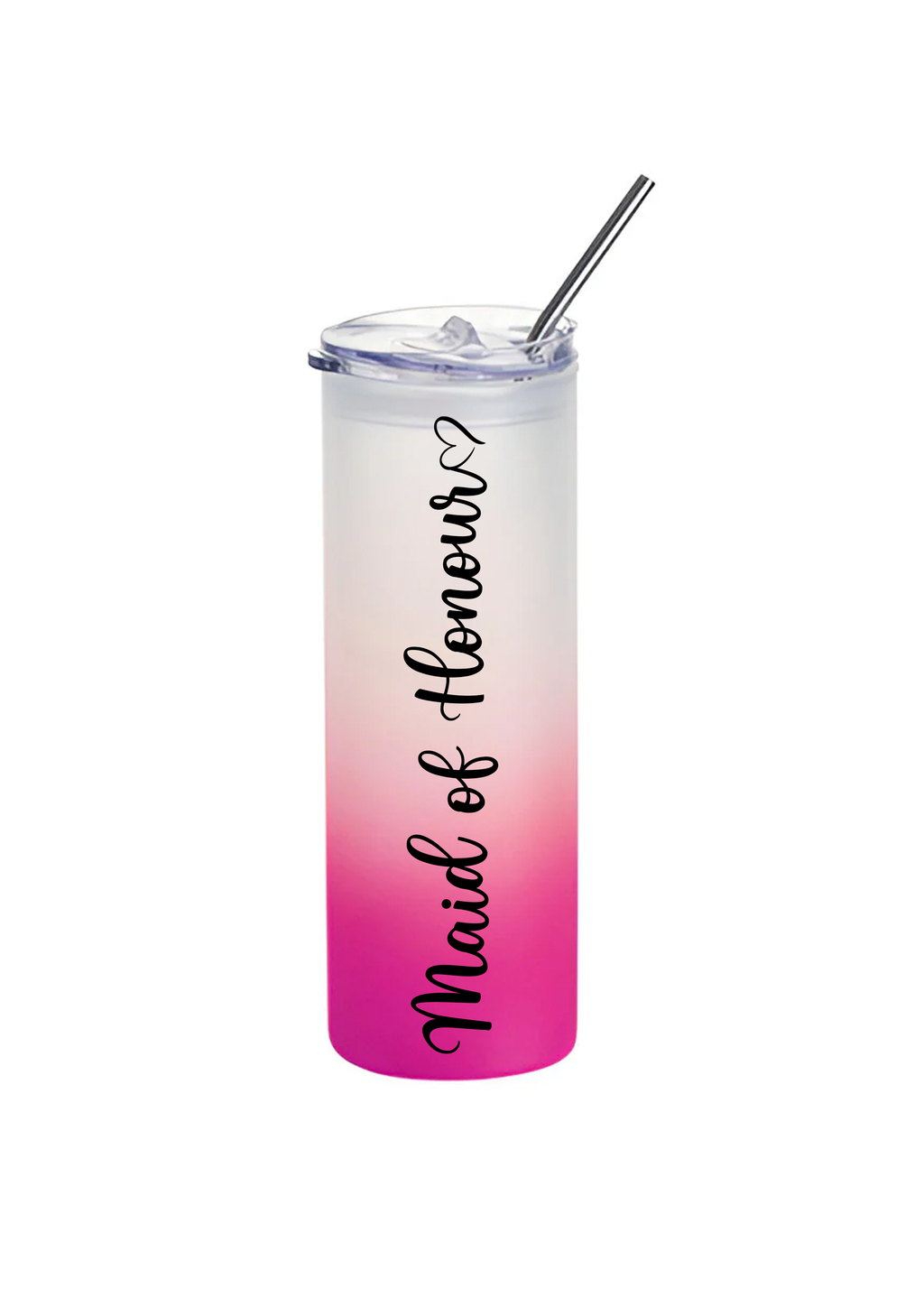 Pink Ombre Glass Tumbler - Bride/Bridesmaid/Maid of Honour