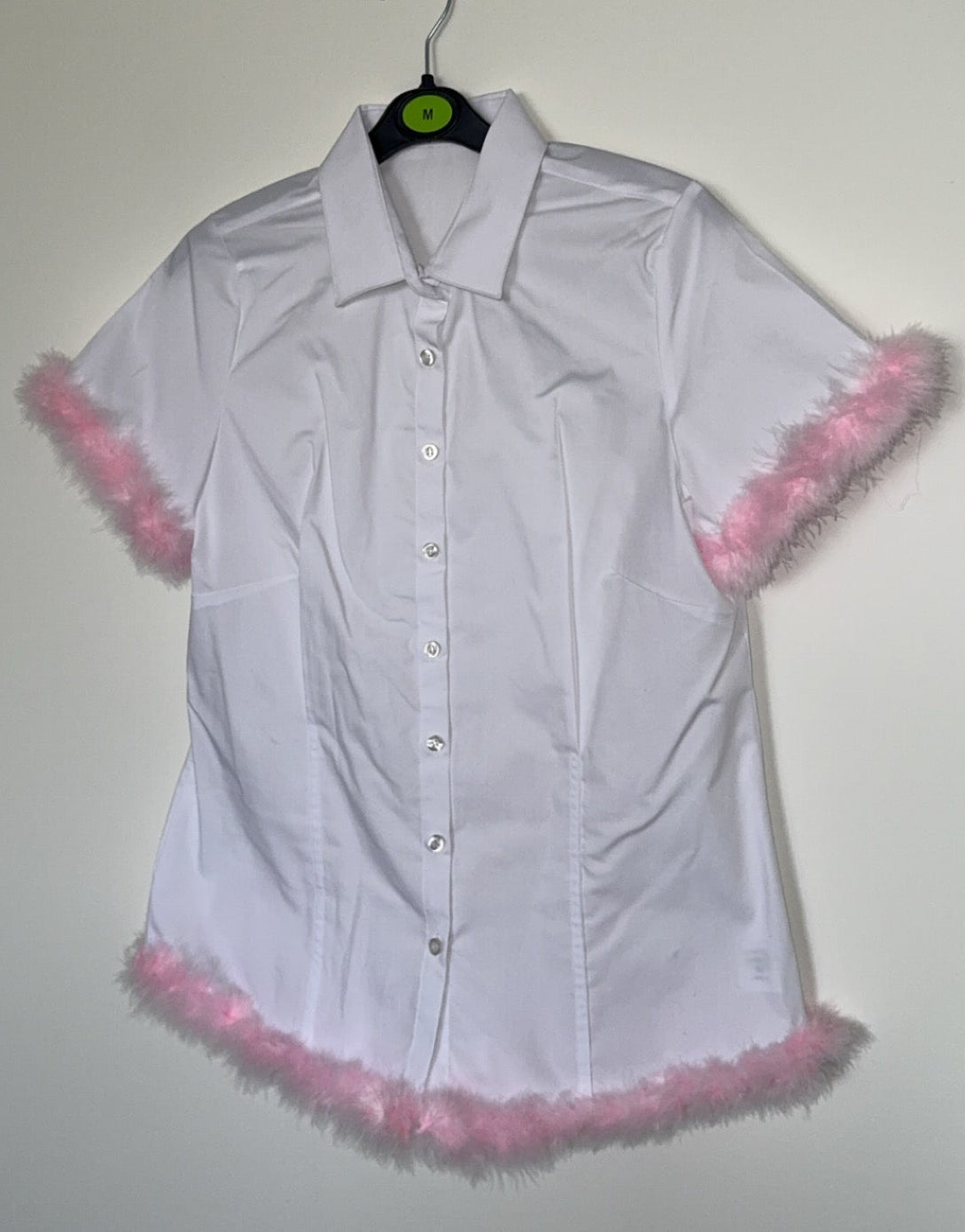 School Shirt Pink Feathered Trim