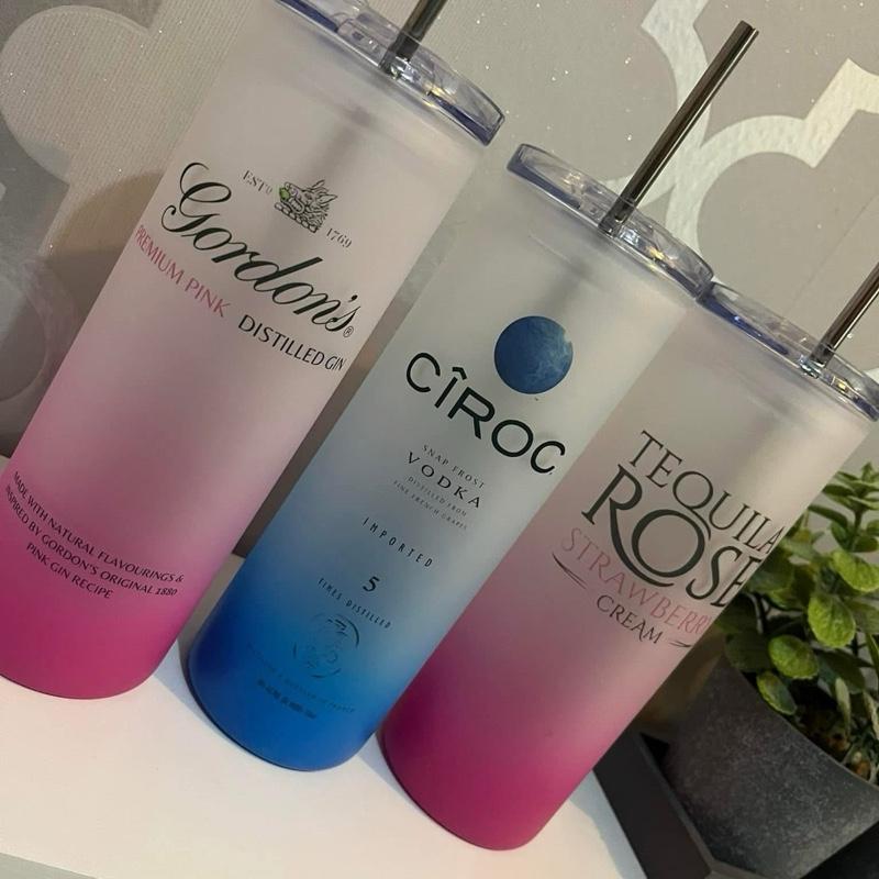 Ombre Glass Tumbler Pink Gin/Ciroc/Tequila Rose