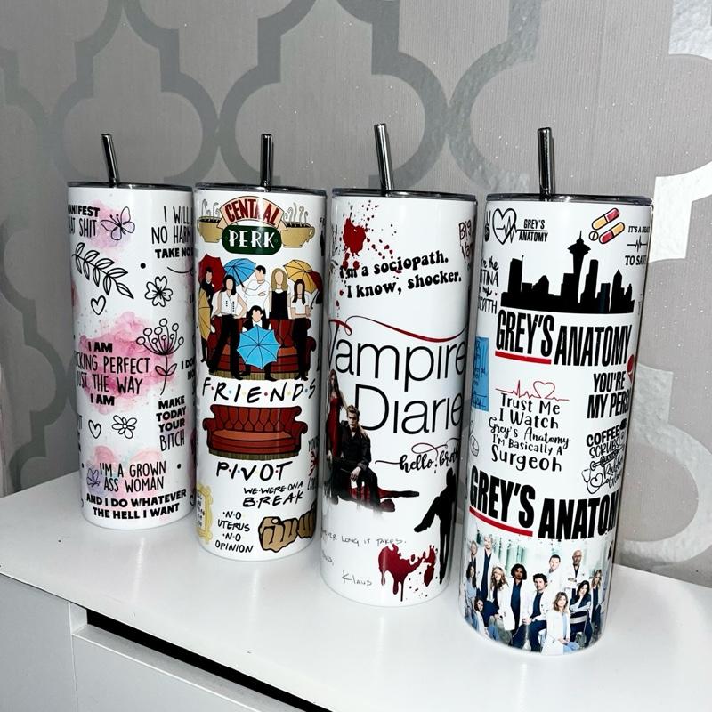 TV Show 20oz Metal Tumbler - Friends/Vampire Diaries/Greys Anatomy