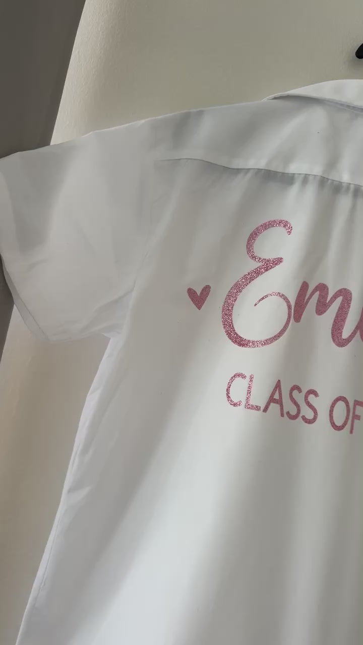 School Leavers Shirt - Pink Glitter Design