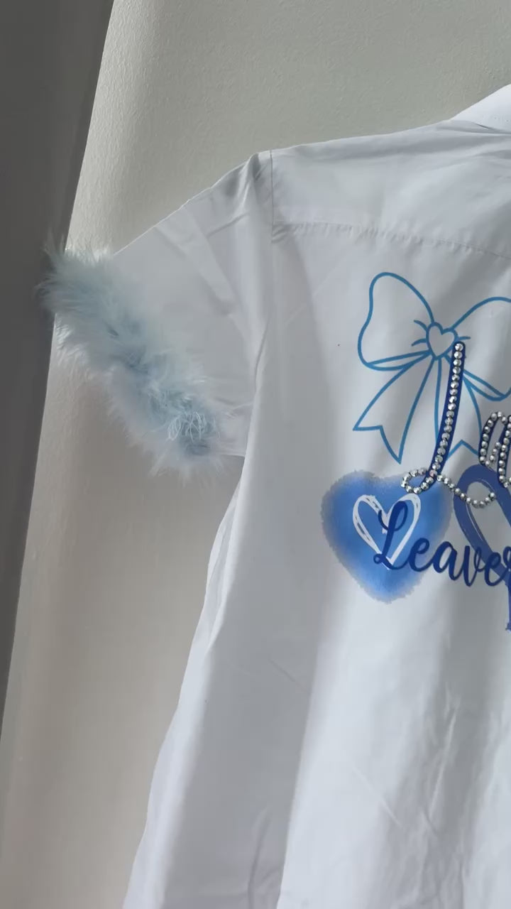 School Leavers Rhinestone Blue Shirt
