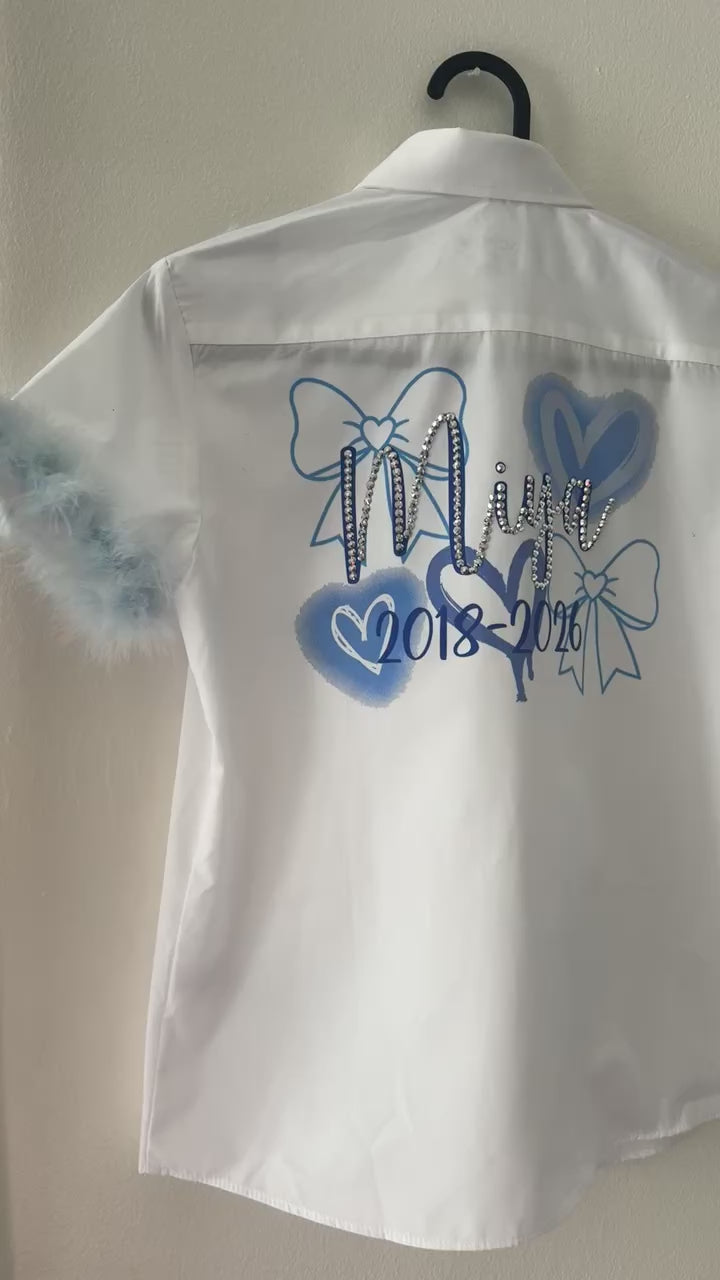 School Leavers Rhinestone Blue Shirt